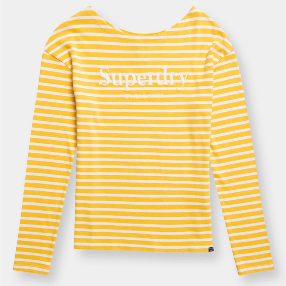 Superdry Blair Stripe Top Yellow and white NWT Sz. 12